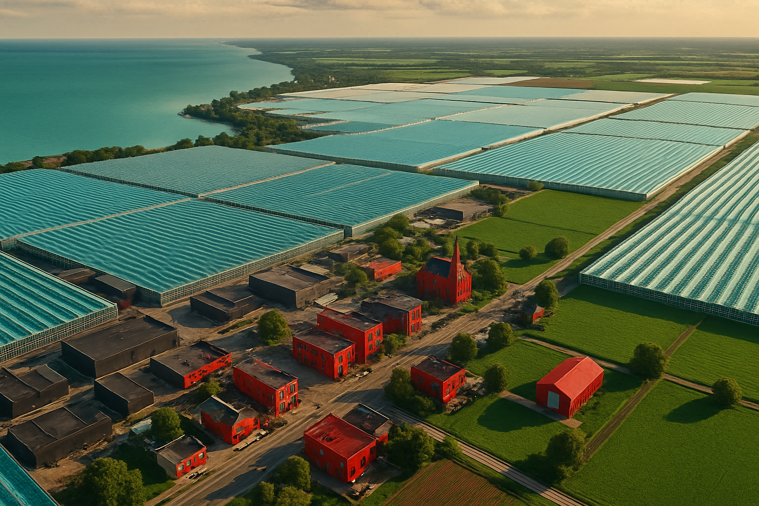 Leamington Ontario startup ecosystem aerial greenhouse agriculture technology controlled environment agtech Lake Erie border town innovation
