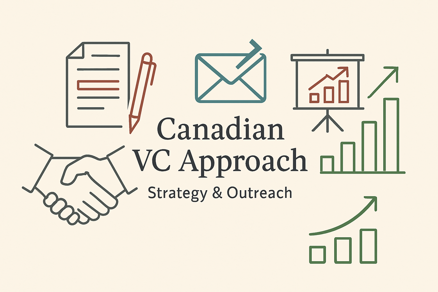 Startup founder preparing pitch deck and cold email outreach strategy for Canadian venture capital investors with regional market context
